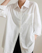 Women's Linen-Cotton Shirt with Full Sleeves and Loose Fit