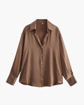 Women's Slightly Oversized Shirt with Classic Collar - Sandy Brown