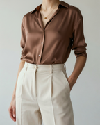Women's Slightly Oversized Shirt with Classic Collar