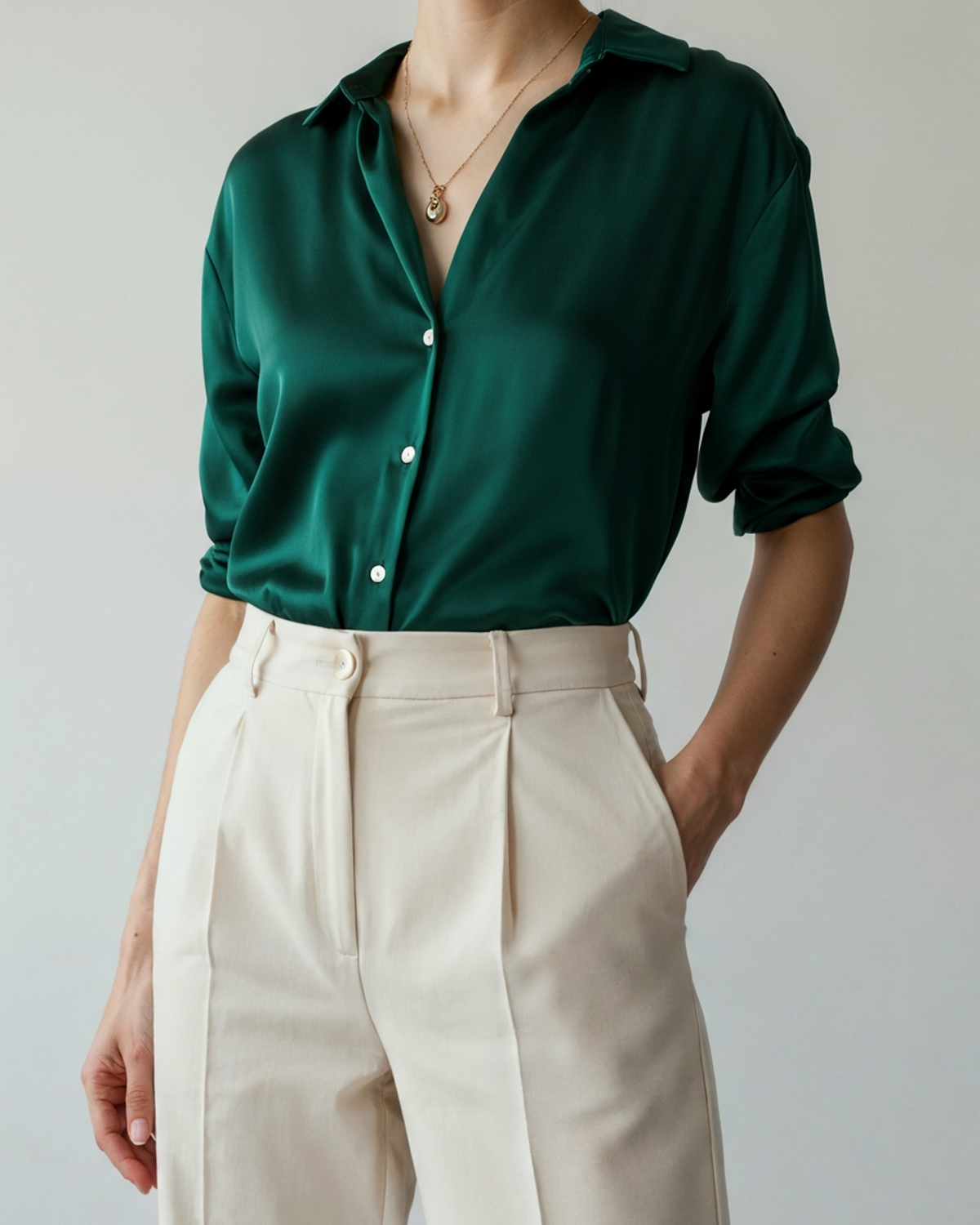 Women's Slightly Oversized Shirt with Classic Collar