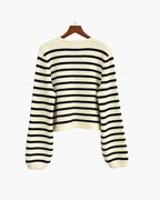 Women's Striped Wool Sweater Vest with Button Front
