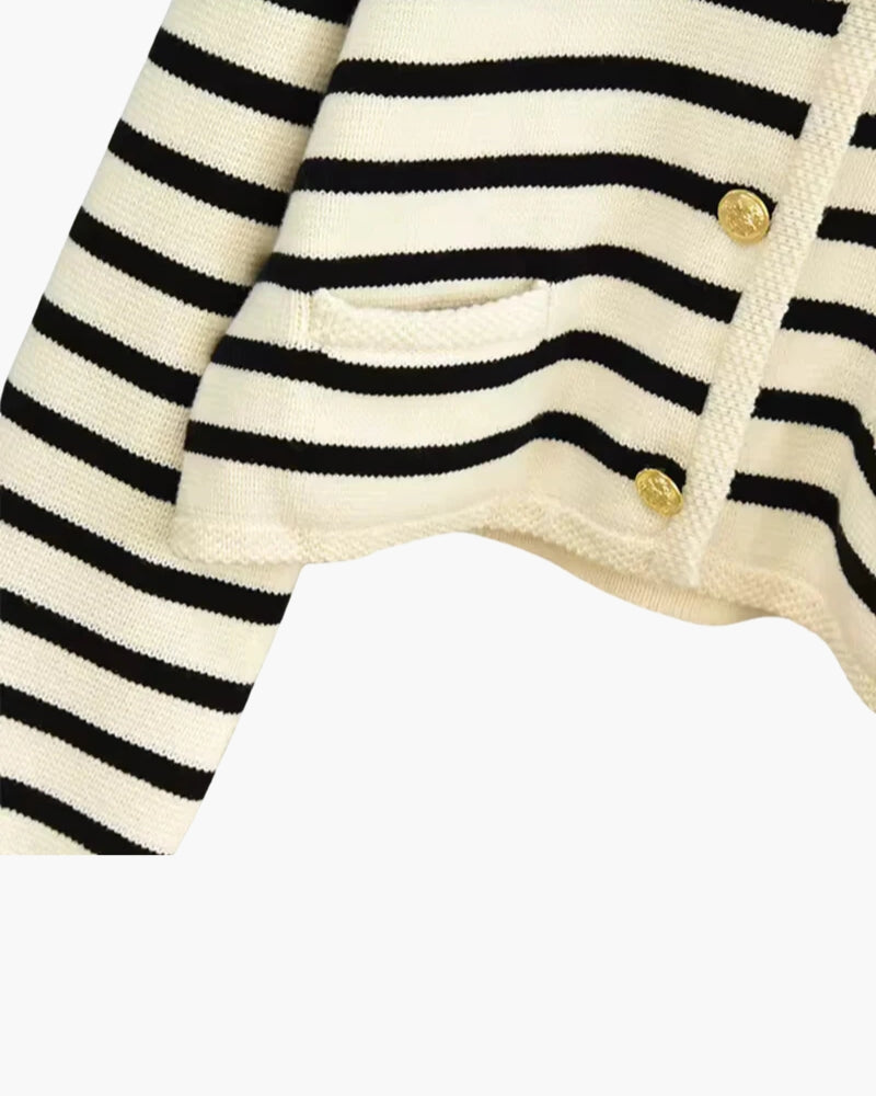Women's Striped Wool Sweater Vest with Button Front