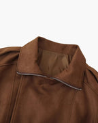 Women's Suede-Look Drape Jacket with Lapel and Shoulder Flaps