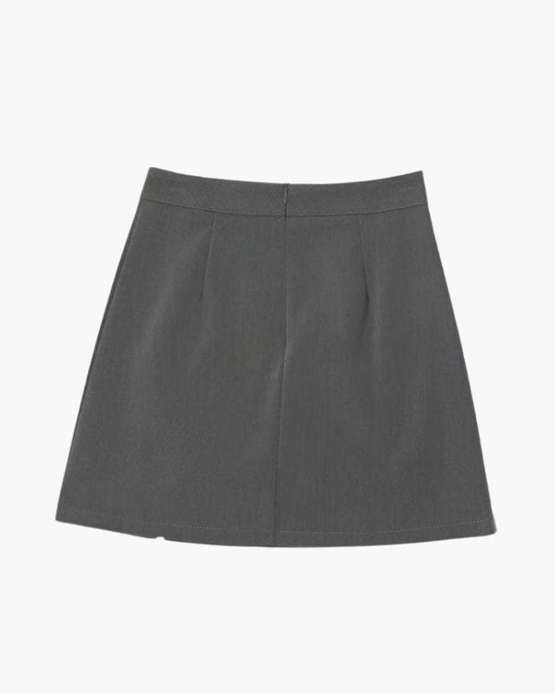 Women's Tailored Mini Skirt with Side Slit and Back Zip