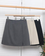 Women's Tailored Mini Skirt with Side Slit and Back Zip